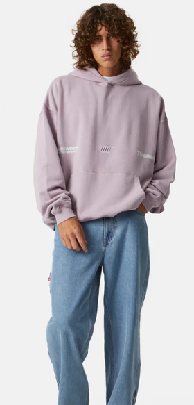 A man wearing terminate toadstool oversized hoodie
