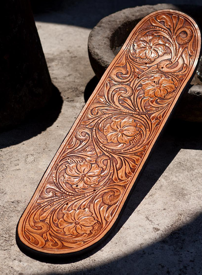 A wood carved skateboard by NÁMENK