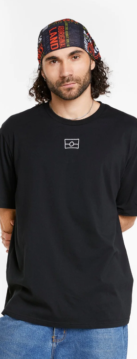 A man wearing black t-shirt