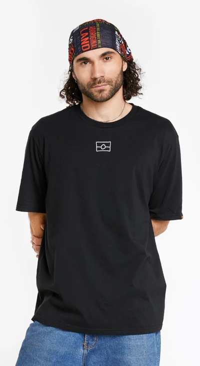 A man wearing black t-shirt