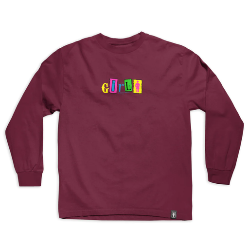 An image of out to lunch l/s burgundy t-shirt