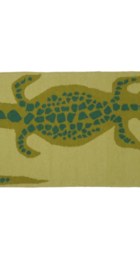 An image of olive wool flat weave crocodile runner rug
