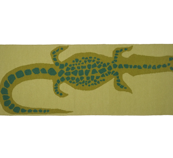 An image of olive wool flat weave crocodile runner rug