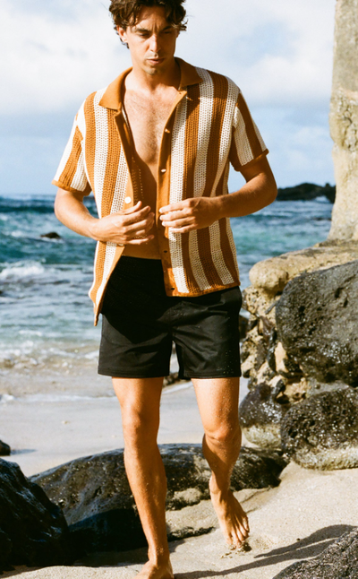 A man wearing the mallorca swim-walk short - onyx