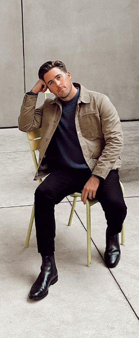 A man wearing Koio black boots