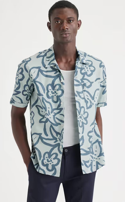 A man wearing a Dockers camp collar shirt
