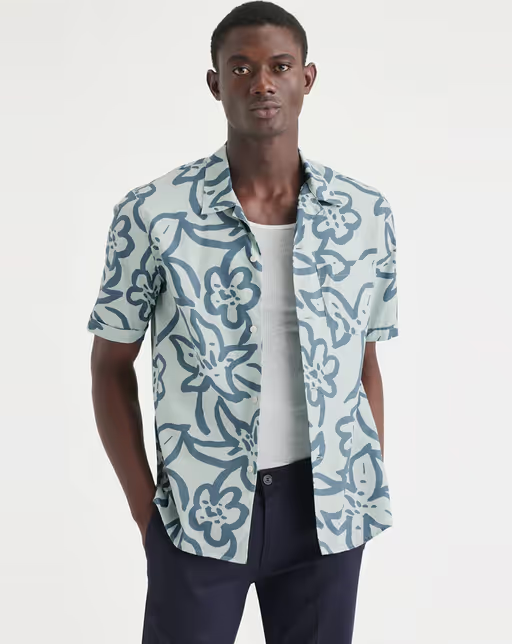 A man wearing a Dockers camp collar shirt