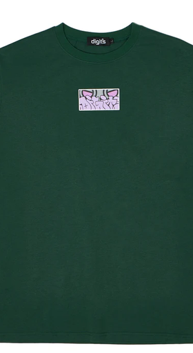 An image of Digits238 big head tee - green