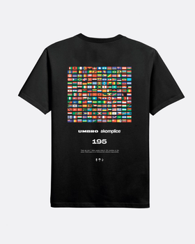 An image of Akomplice black ak + umbro – world peace ss tee