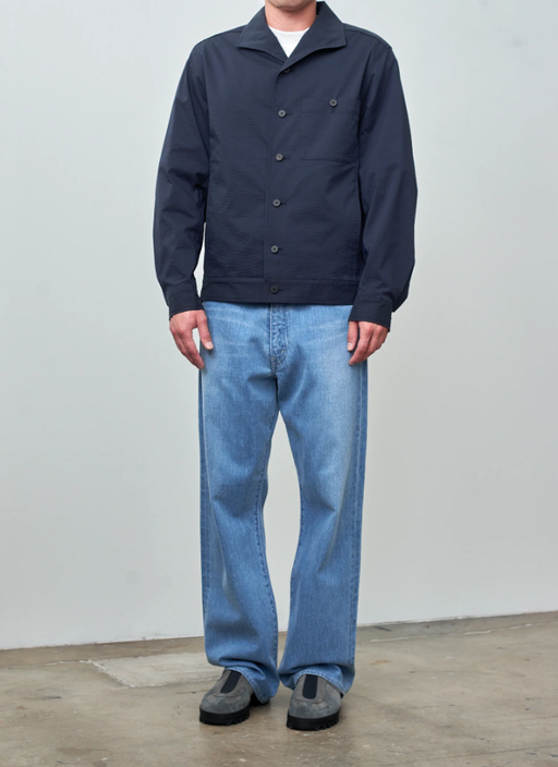 An image of Namu Shop seersucker easy jacket - dark navy