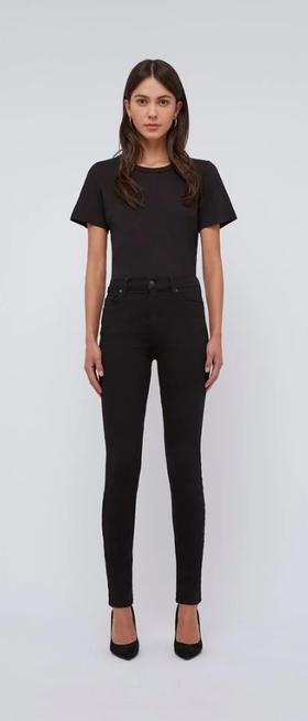 A woman wearing Baldwin Denim baldwin ultra high rise skinnyjean