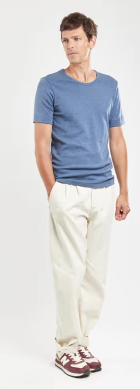 A man wearing Armor-Lux saloon chine color crew neck t-shirt - organic cotton