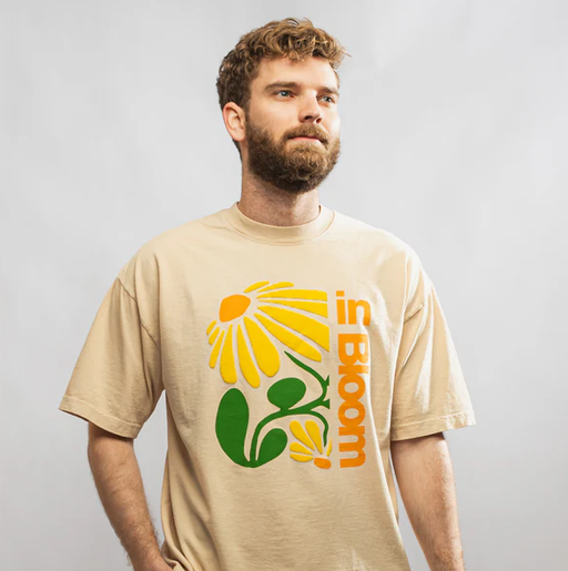 A man wearing Portland Gear all-american flower tee