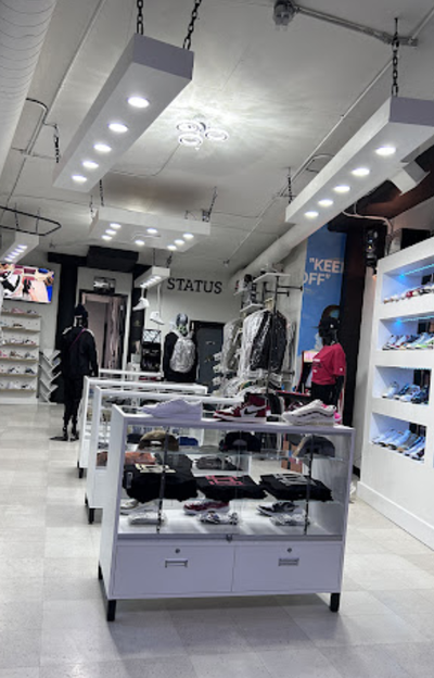 An inside look of Status Streetwear Boutique brand store
