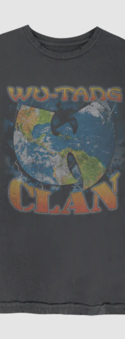 A close up of a Wu Wear Wu Tang Clan t-shirt