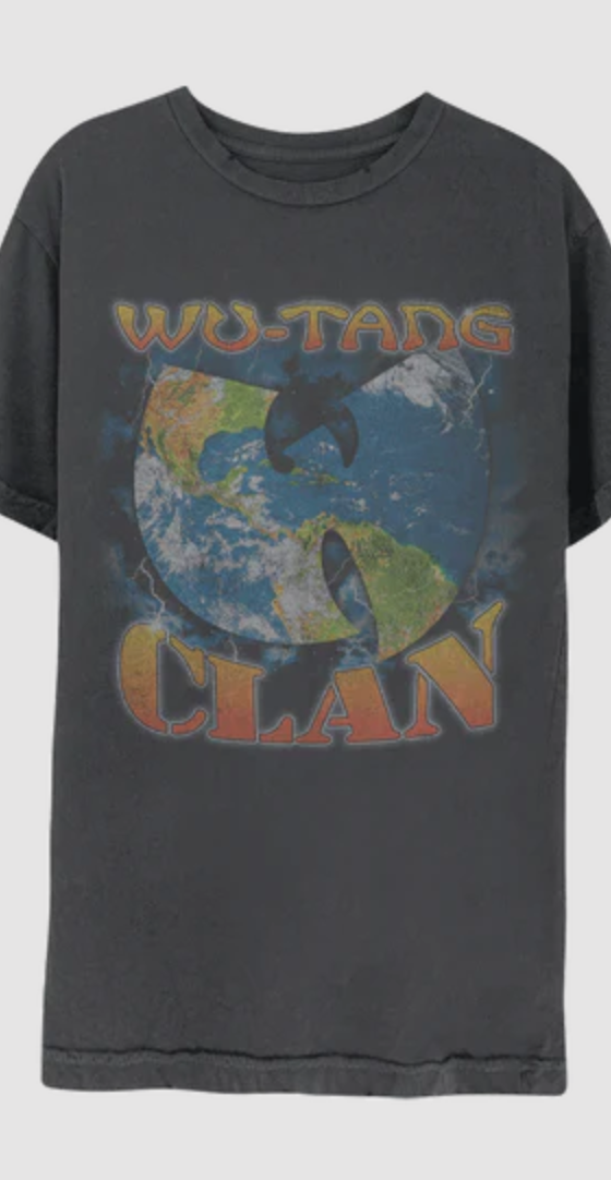 A close up of a Wu Wear Wu Tang Clan t-shirt