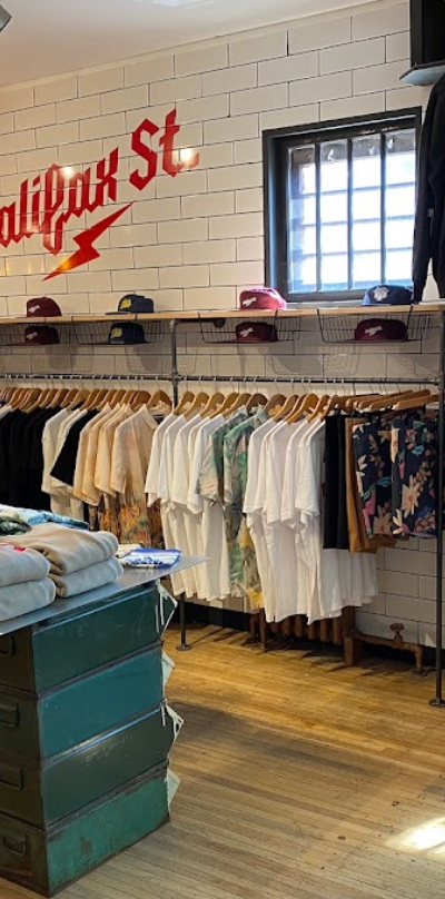 An inside look of Halifax Street Apparel brand store