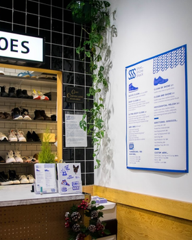 An inside look of Shoe Shine Shack brand store