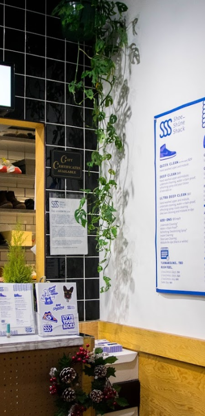 An inside look of Shoe Shine Shack brand store