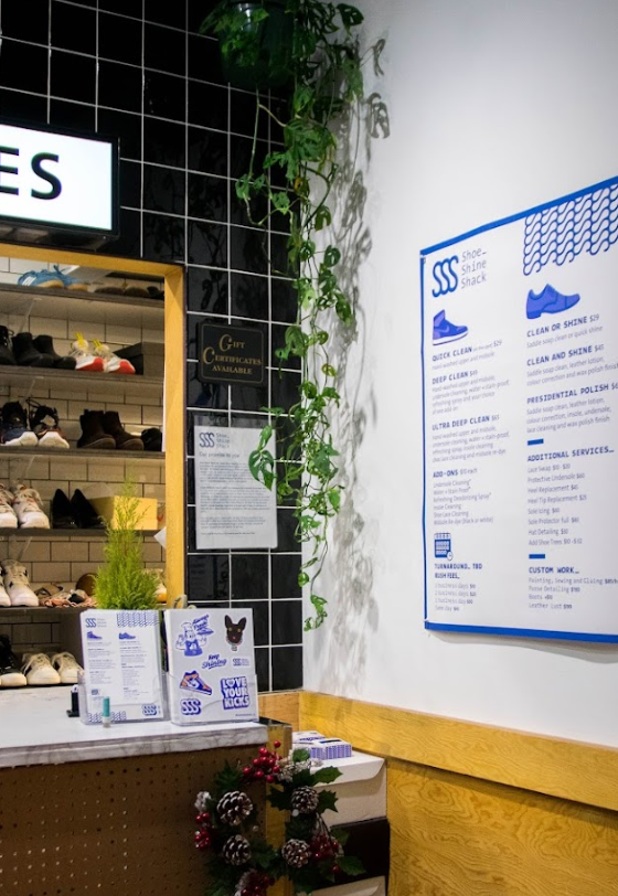 An inside look of Shoe Shine Shack brand store
