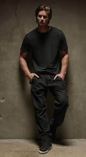 A man wearing james perse carbon pigment clear jersey crew