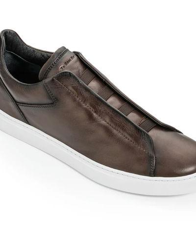 An image of To Boot New York ainsworth dark brown elastic slip on sneaker
