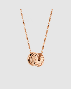 An image of Bulgari b.Zero1 18 kt rose gold necklace with chain and round mini pendant