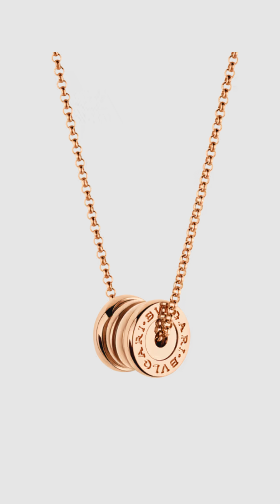 An image of Bulgari b.Zero1 18 kt rose gold necklace with chain and round mini pendant