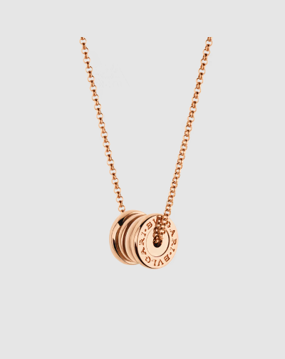 An image of Bulgari b.Zero1 18 kt rose gold necklace with chain and round mini pendant