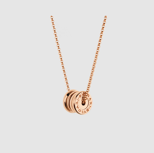 An image of Bulgari b.Zero1 18 kt rose gold necklace with chain and round mini pendant