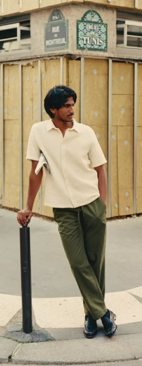 A man wearing Noyoco waffle shirt