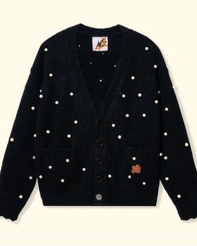 An image of GOLF le FLEUR* black cardigan sweater