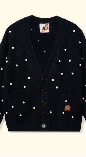 An image of GOLF le FLEUR* black cardigan sweater