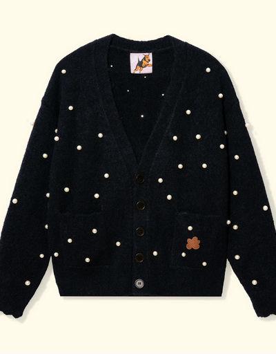 An image of GOLF le FLEUR* black cardigan sweater