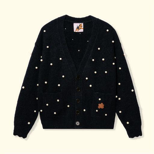 An image of GOLF le FLEUR* black cardigan sweater