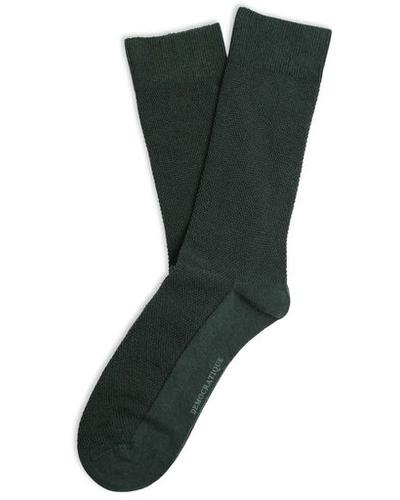 An image of Democratique Socks originals champagne pique socks forest green