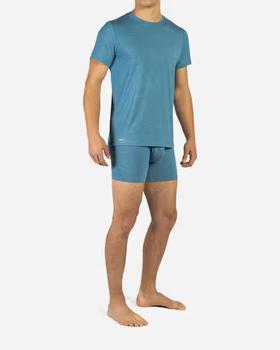A man wearing BN3TH infinite tee shirt: deep water