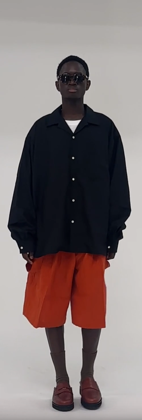 A man wearing Sillage re-engineered overshirt black