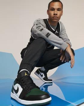 A man wearing Air Jordan 1 shoes