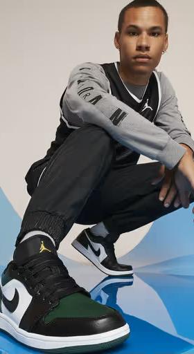 A man wearing Air Jordan 1 shoes