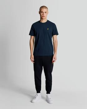 A man wearing lyle and scott plain navy t-shirt