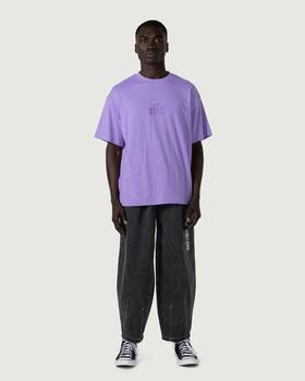 A man wearing Honor the Gift embroidery logo t-shirt - purple