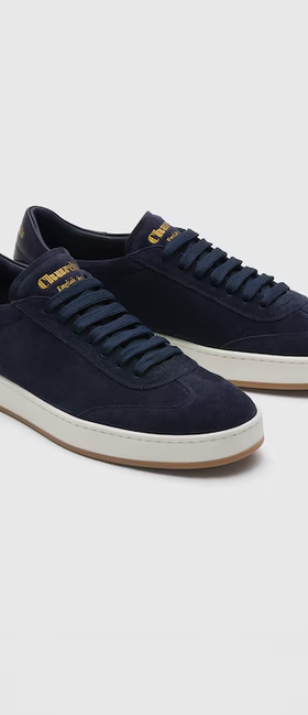 An image of Church's blue soft suede sneaker
