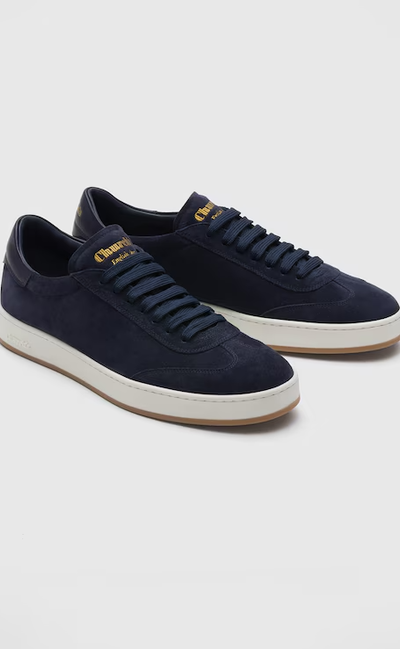 An image of Church's blue soft suede sneaker