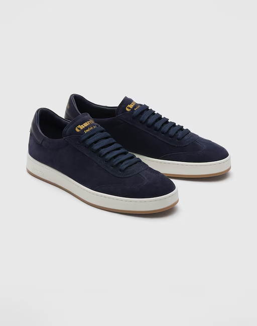An image of Church's blue soft suede sneaker