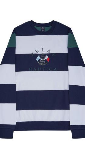 An image of nautica x helas crewneck navy / white