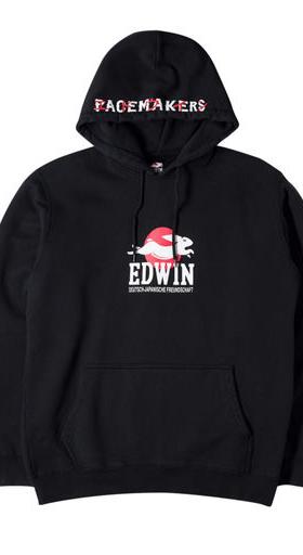 An image of black Pacemaker x edwin / "High road" hoody