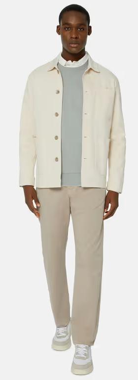 A man wearing Boggi Milano cream color cotton shirt jacket