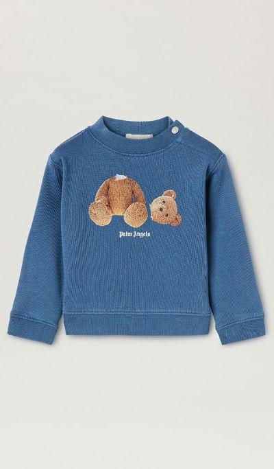 An image of Palm Angels Baby blue brown broken bear sweatshirt
