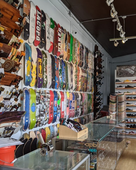 An inside image of APB Skateshop store
